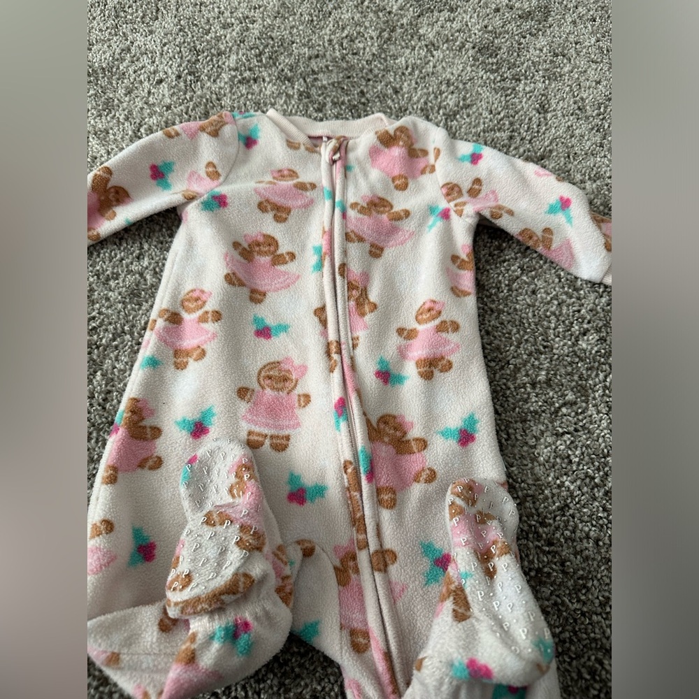 Posh Peanut Gingerbread print fleece onesie